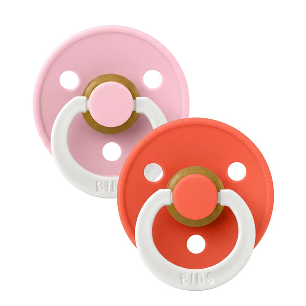 Bibs Dummies - Size One - Night Glow Baby Pink/Tango - BIBS Denmark