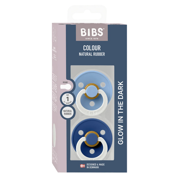 Bibs Dummies - Size One - Night Glow Sky Blue / Cornflower - BIBS Denmark