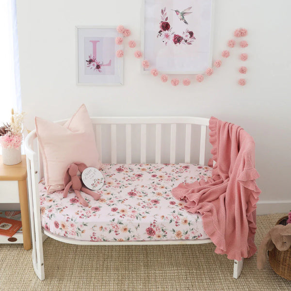 Birds & Blooms Organic Fitted Cot Sheet - Snuggle Hunny