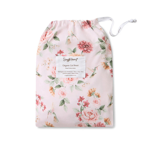 Birds & Blooms Organic Fitted Cot Sheet - Snuggle Hunny
