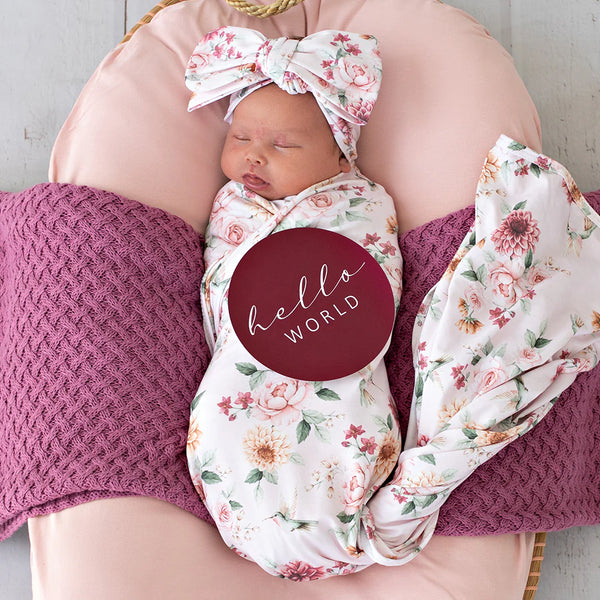 Birds & Blooms & Raspberry Reversible Milestone Cards - Snuggle Hunny