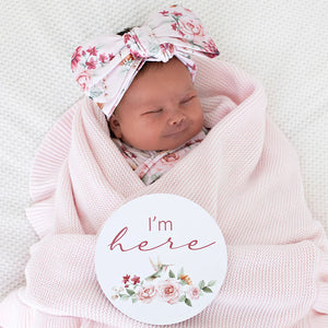 Birds & Blooms & Raspberry Reversible Milestone Cards - Snuggle Hunny