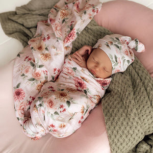 Birds & Blooms Organic Muslin Wrap - Snuggle Hunny