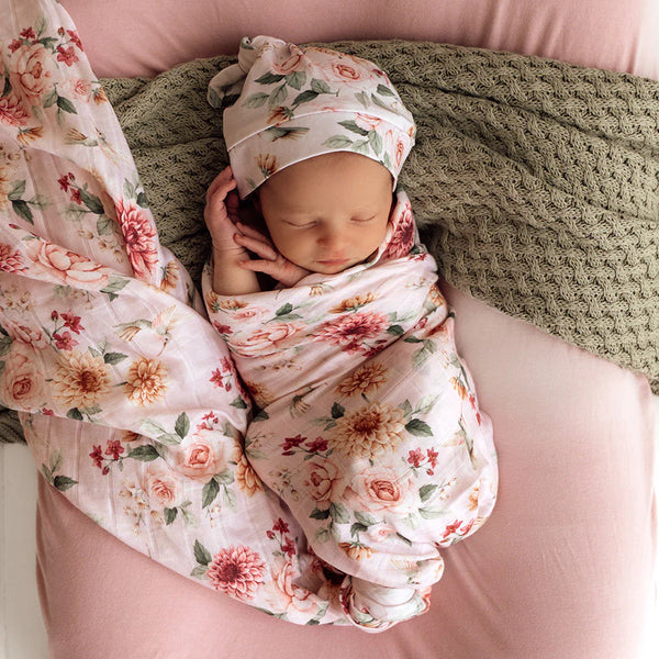 Birds & Blooms Organic Muslin Wrap - Snuggle Hunny