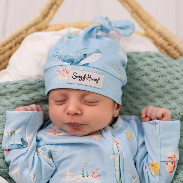 Blue Little Subs Organic Knotted Beanie - Snuggle Hunny