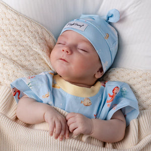 Blue Little Subs Organic Knotted Beanie - Snuggle Hunny