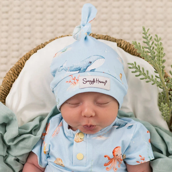 Blue Little Subs Organic Knotted Beanie - Snuggle Hunny