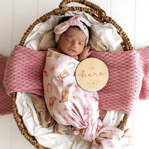 Boots & Bows Organic Jersey Wrap & Topknot Set - Snuggle Hunny