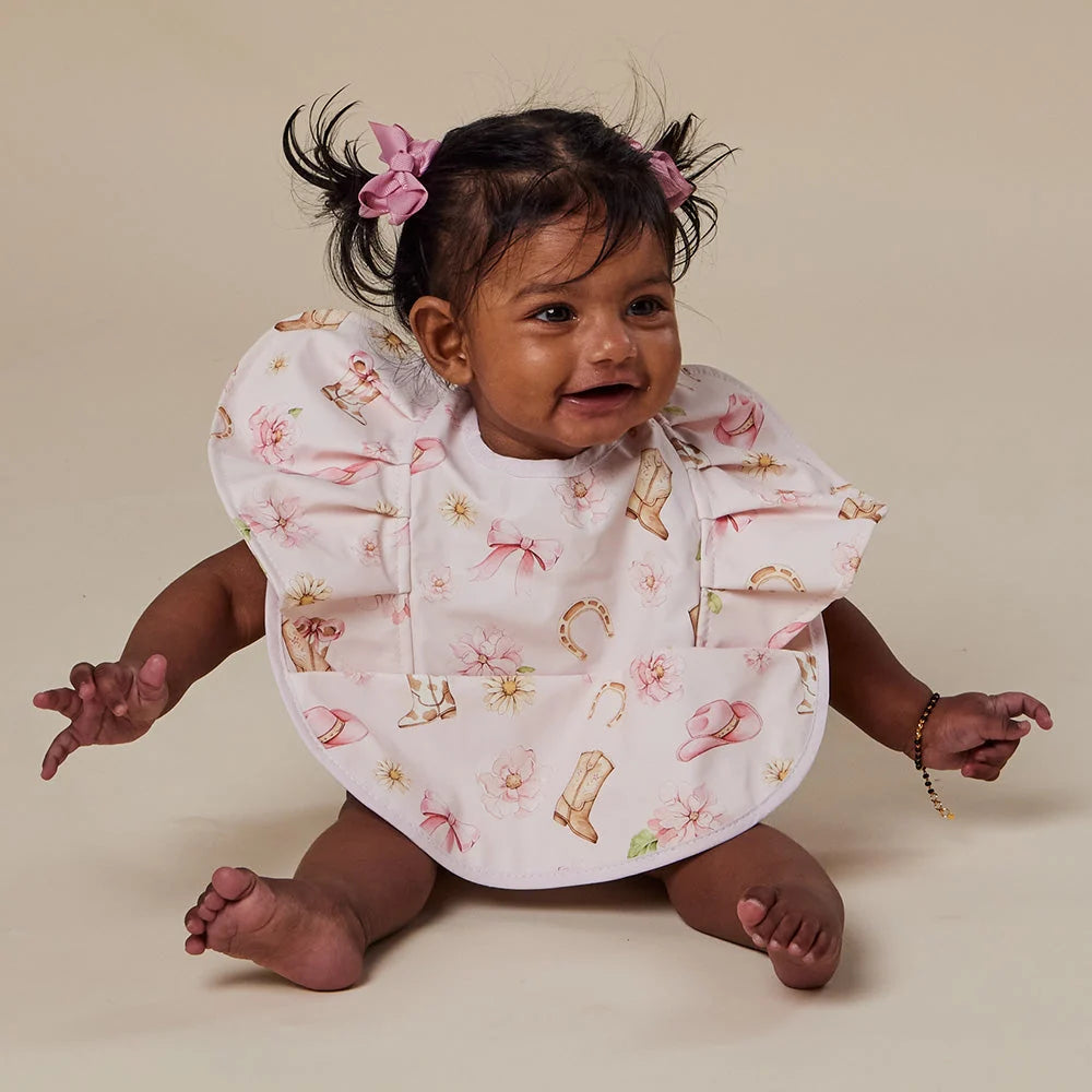 Boots & Bows Frill Snuggle Bib - Snuggle Hunny