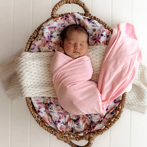 Bubblegum Organic Jersey Wrap & Topknot Set - Snuggle Hunny