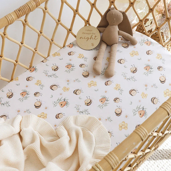 Bumblebees Organic Bassinet Sheet / Change Pad Cover - Snuggle Hunny