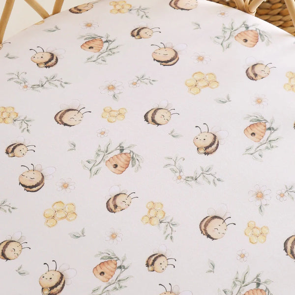 Bumblebees Organic Bassinet Sheet / Change Pad Cover - Snuggle Hunny