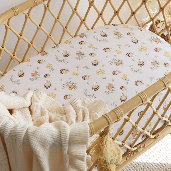 Bumblebees Organic Bassinet Sheet / Change Pad Cover - Snuggle Hunny