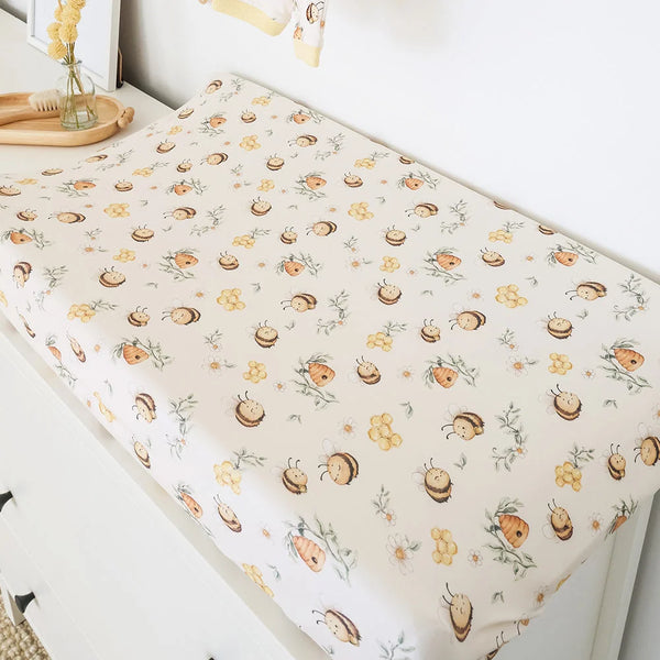 Bumblebees Organic Bassinet Sheet / Change Pad Cover - Snuggle Hunny