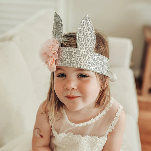Sequin Bunny Crown Silver - Alimrose