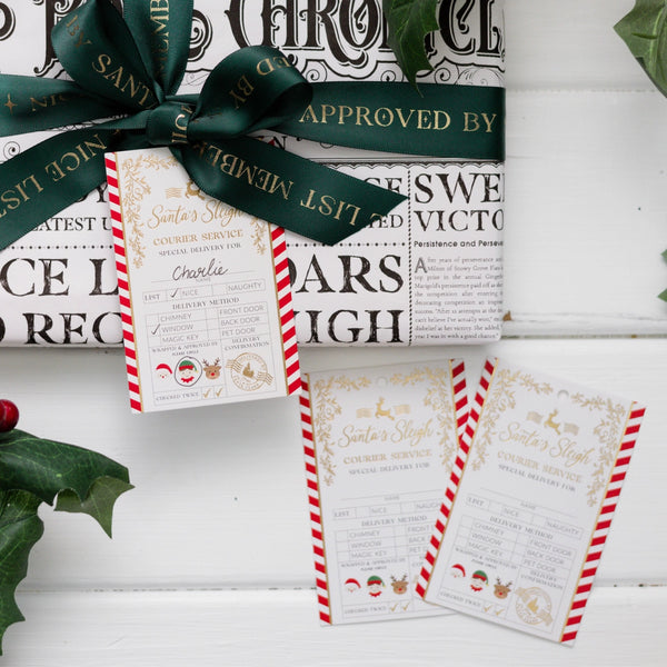 Santa's Sleigh Express Christmas Gift Tags - Set of 6 - Black Bow Studio