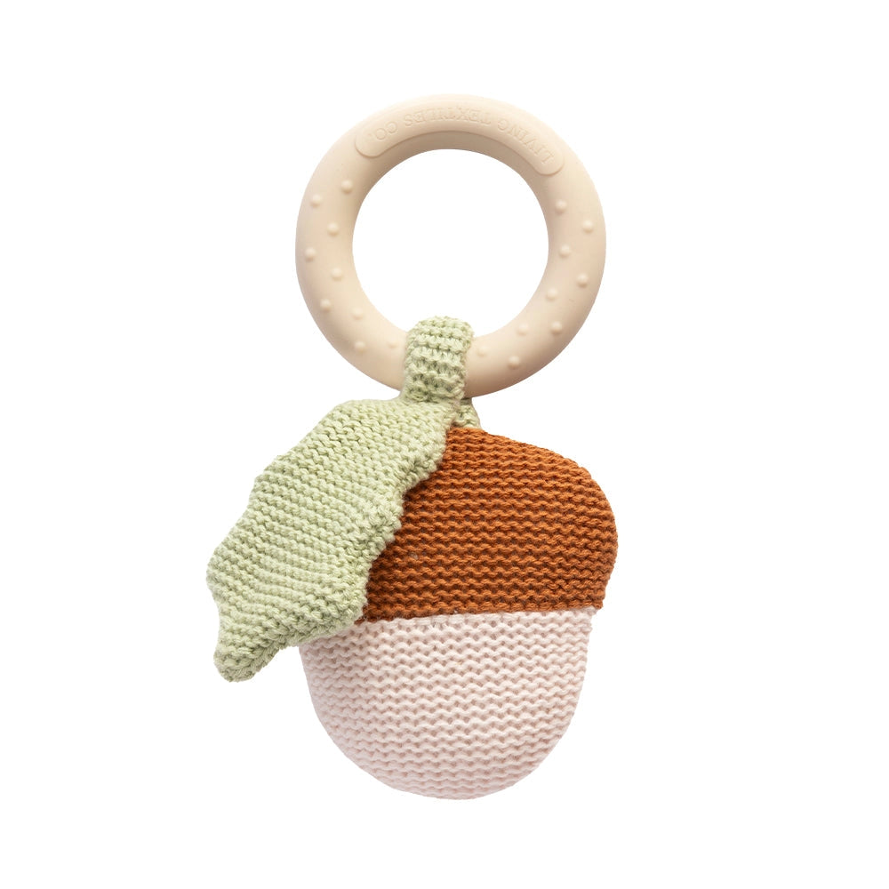 Acorn Teething Ring Rattle - Whimsical Wonderland - Living Textiles