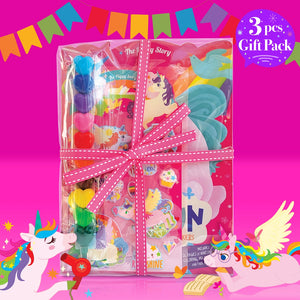 Unicorn 3 Piece Gift Pack | Activity Book, Crayons, Stickers - Girl Nation