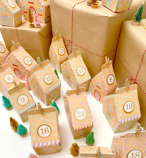 Gingerbread House Village Christmas Advent Calendar - Black Bow Studio