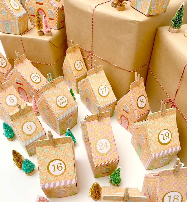 Gingerbread House Village Christmas Advent Calendar - Black Bow Studio