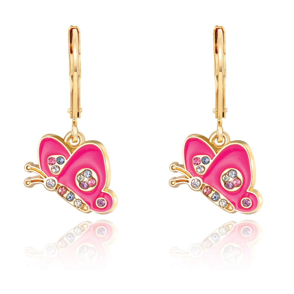 Crystal Butterfly | Leverback Dangle Earrings - Girl Nation