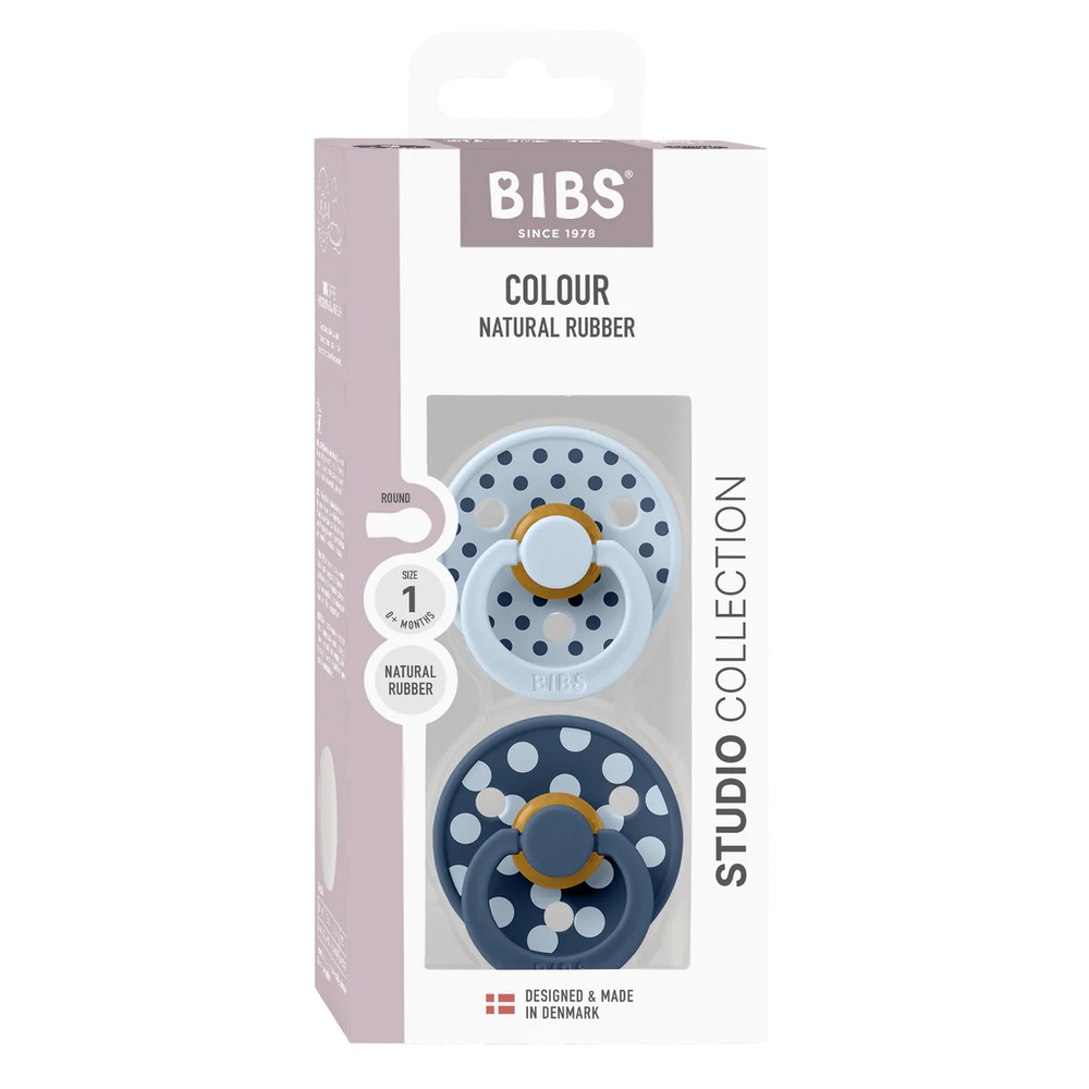 Bibs Dummies - Studio Polka, Baby Blue/Steel Blue - Size One - Bibs Denmark