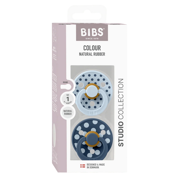 Bibs Dummies - Studio Polka, Baby Blue/Steel Blue - Size One - Bibs Denmark