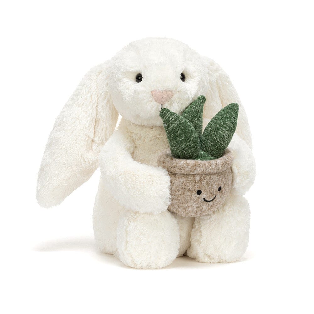 Bashful Cream Bunny with Plant - Jellycat