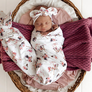 Carousel Organic Jersey Wrap & Topknot Set - Snuggle Hunny