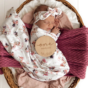 Carousel Organic Jersey Wrap & Topknot Set - Snuggle Hunny