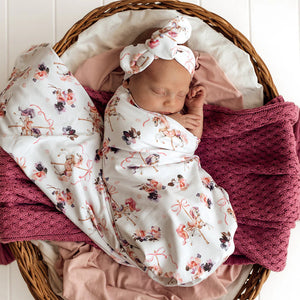Carousel Organic Jersey Wrap & Topknot Set - Snuggle Hunny