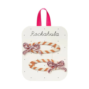 Stripy Glitter Bow Clips - Rockahula Kids