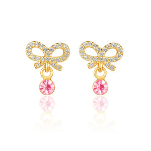 Little Luxe Drop Earrings | Crystal Bow with Cz - Girl Nation