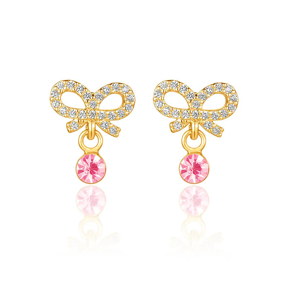 Little Luxe Drop Earrings | Crystal Bow with Cz - Girl Nation