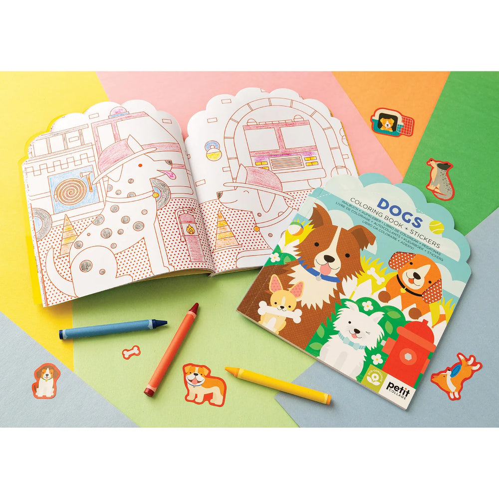 Colouring Book with Stickers - Dogs - Petit College