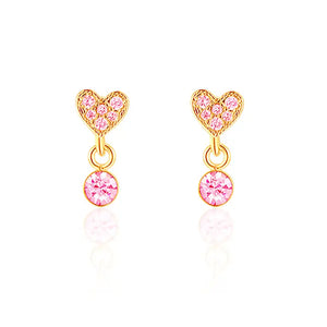 Little Luxe Drop Earrings | Heart with Pink Cubic Zirconia - Girl Nation