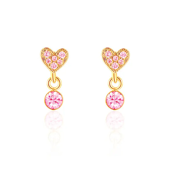 Little Luxe Drop Earrings | Heart with Pink Cubic Zirconia - Girl Nation