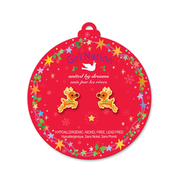 Dashing Reindeer | Cutie Stud Earrings - Girl Nation