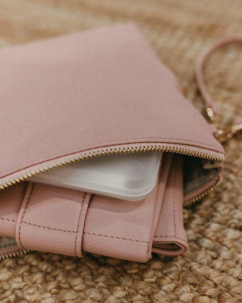 Nappy Changing Pouch - Pink Faux Leather - OIOI DISCOUNTED