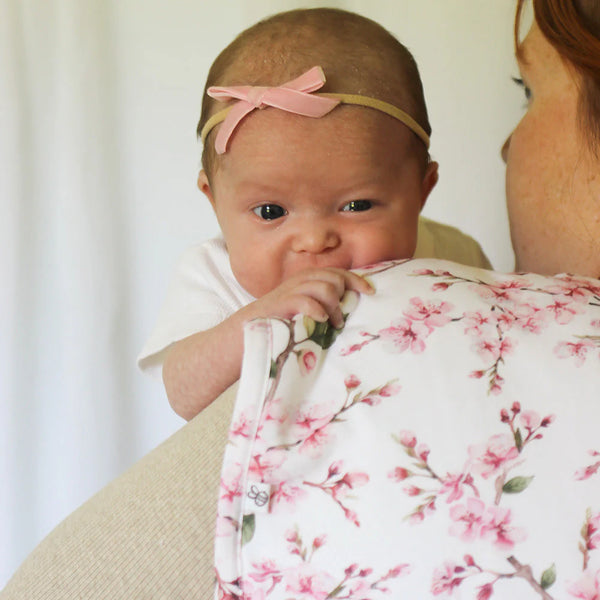 Cherry Blossom Organic Cotton Burp Cloth - Snuggle Hunny