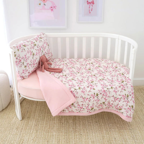 Cherry Blossom Organic Cotton Cot Comforter - Snuggle Hunny