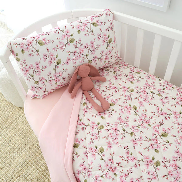 Cherry Blossom Organic Cotton Cot Comforter - Snuggle Hunny