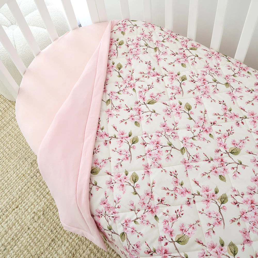Cherry Blossom Organic Cotton Cot Comforter - Snuggle Hunny