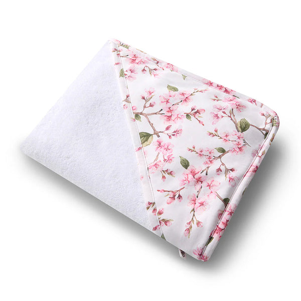 Cherry Blossom Organic Hooded Baby Towel - Snuggle Hunny
