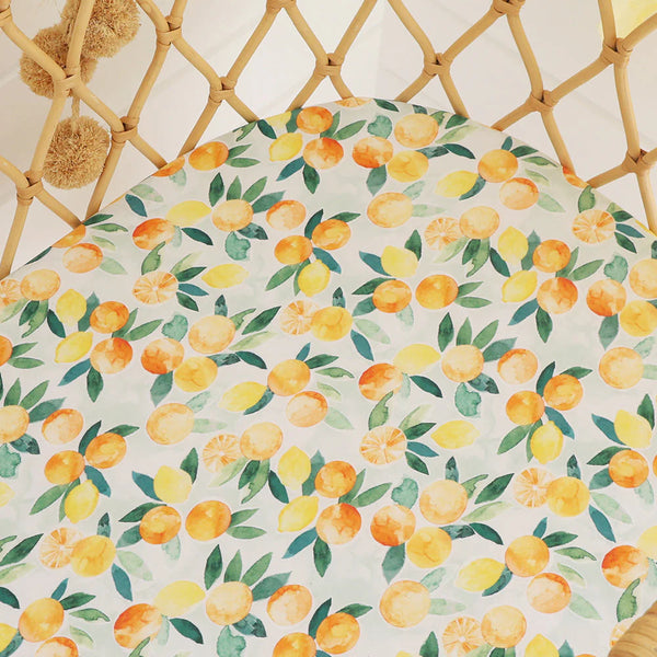 Citrus Squeeze Organic Bassinet Sheet / Change Pad Cover - Snuggle Hunny