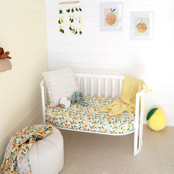 Citrus Squeeze Organic Fitted Cot Sheet - Snuggle Hunny