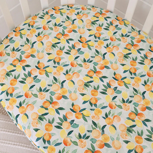 Citrus Squeeze Organic Fitted Cot Sheet - Snuggle Hunny