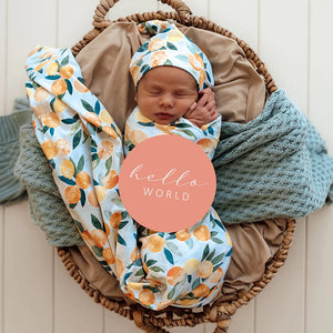 Citrus Squeeze Organic Jersey Wrap & Beanie Set - Snuggle Hunny