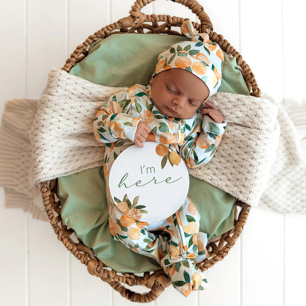 Citrus Squeeze & Peach Reversible Milestone Cards - Snuggle Hunny