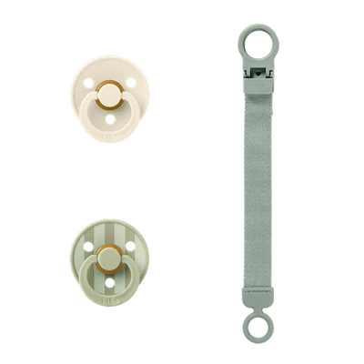 Colour Dummy & Loop Clip Gift Set - Sage - Bibs Denmark